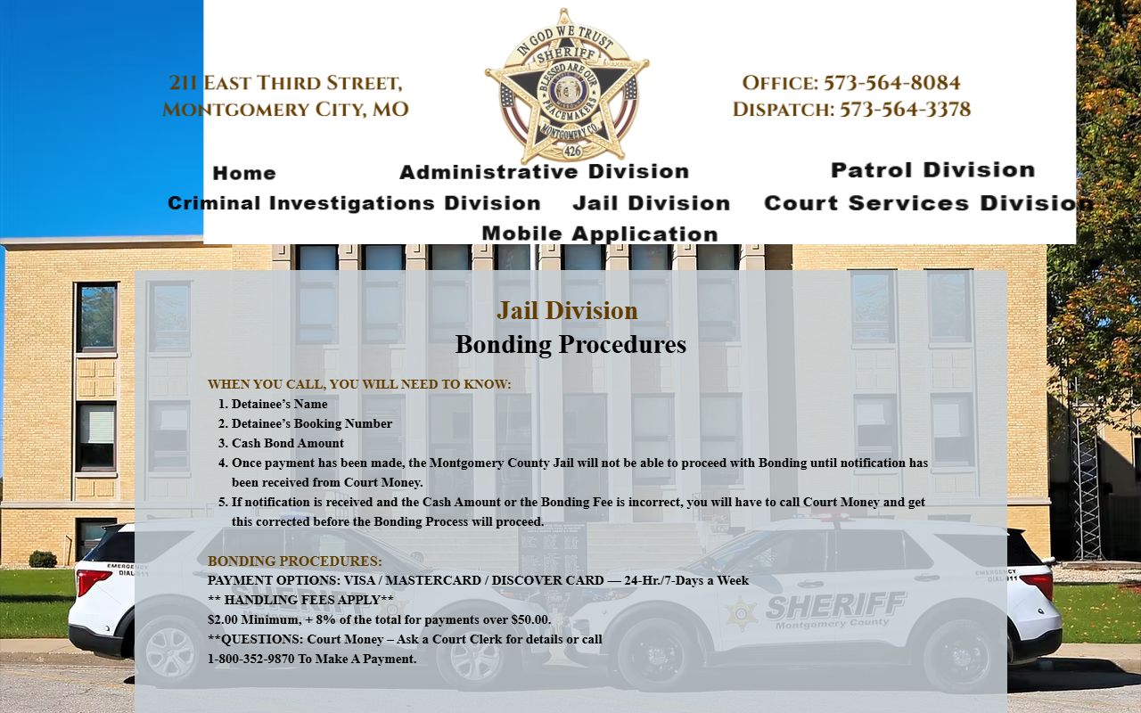 Montgomery County court records after arrest bond payment procedures