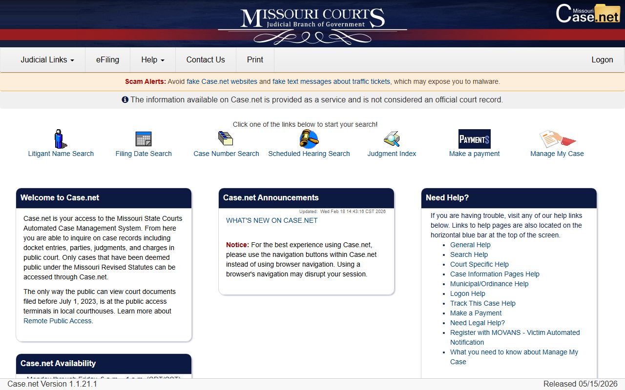 Montgomery County court records after jail arrest Case.net search portal